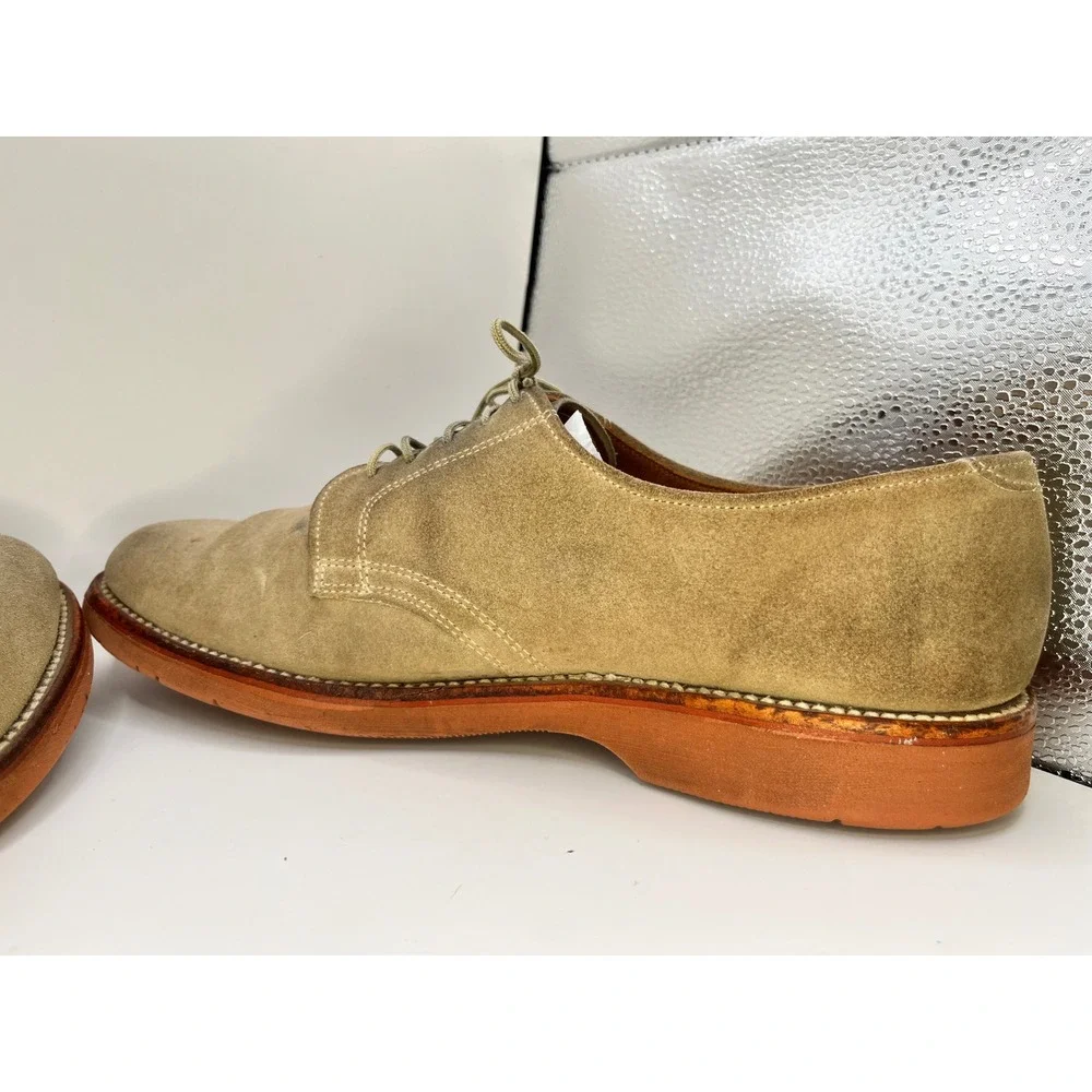 LL‎ Bean Mens Oxford Lace Up Suede Tan Leather Sole Dress Shoes Size 8.5 B